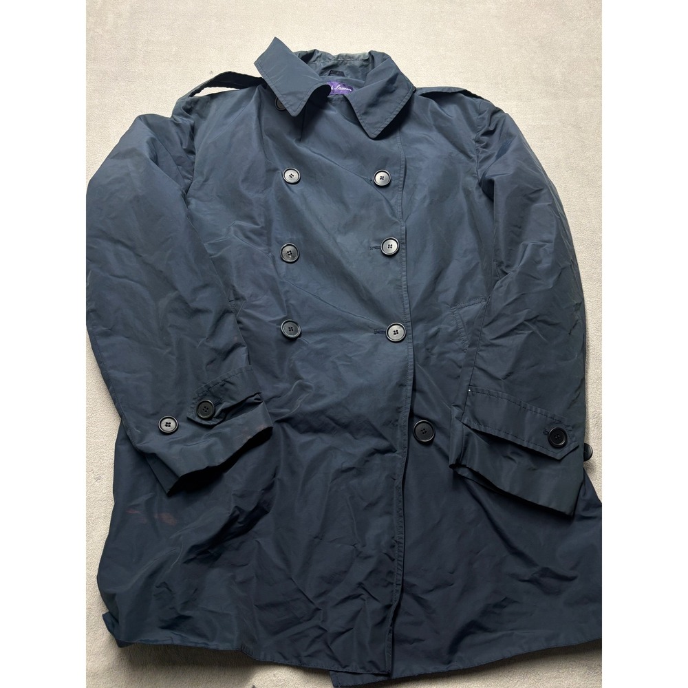 Ralph Lauren Purple Label Navy Blue Double Breasted Trench Coat Womens